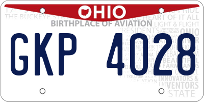 OH license plate GKP4028