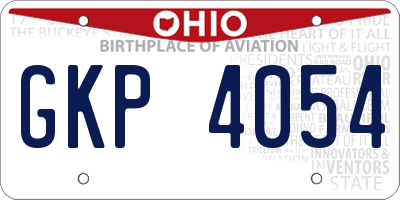 OH license plate GKP4054