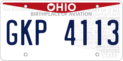 OH license plate GKP4113