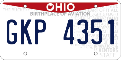 OH license plate GKP4351