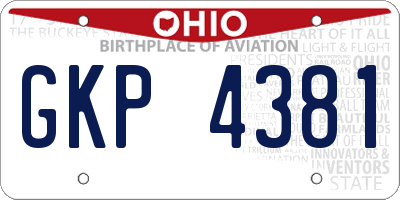 OH license plate GKP4381