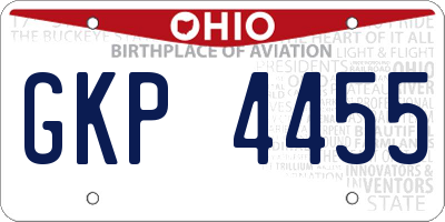 OH license plate GKP4455