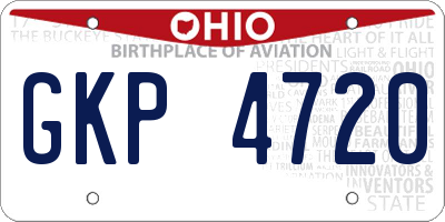 OH license plate GKP4720