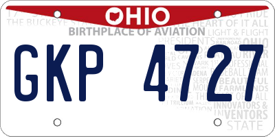 OH license plate GKP4727