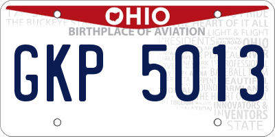 OH license plate GKP5013