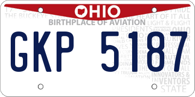 OH license plate GKP5187