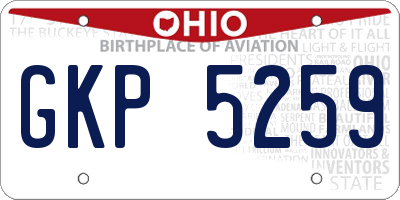 OH license plate GKP5259