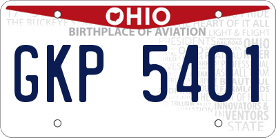 OH license plate GKP5401