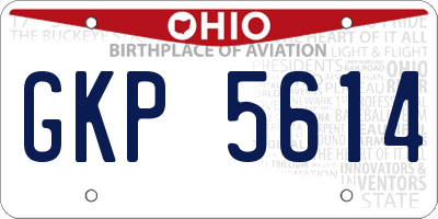 OH license plate GKP5614