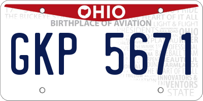 OH license plate GKP5671