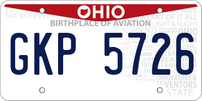 OH license plate GKP5726