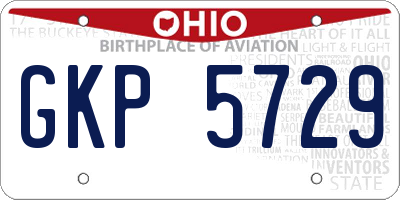 OH license plate GKP5729