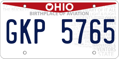 OH license plate GKP5765