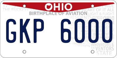 OH license plate GKP6000