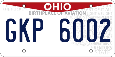 OH license plate GKP6002