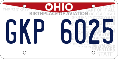 OH license plate GKP6025