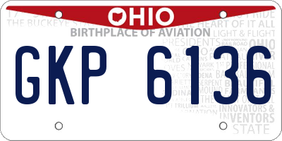 OH license plate GKP6136