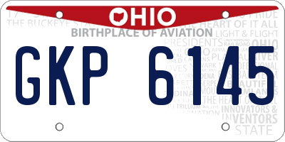 OH license plate GKP6145