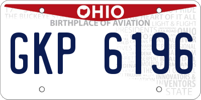 OH license plate GKP6196