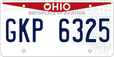 OH license plate GKP6325
