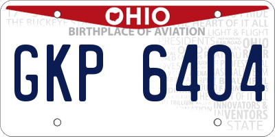 OH license plate GKP6404