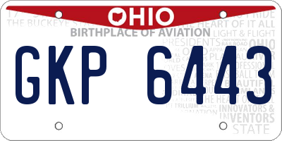 OH license plate GKP6443