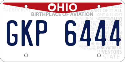 OH license plate GKP6444