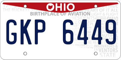 OH license plate GKP6449
