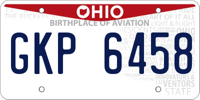 OH license plate GKP6458