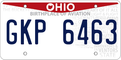 OH license plate GKP6463