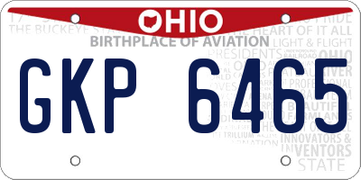 OH license plate GKP6465