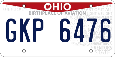 OH license plate GKP6476