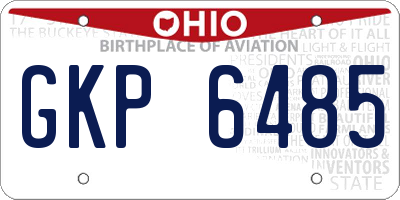 OH license plate GKP6485