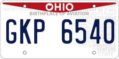 OH license plate GKP6540