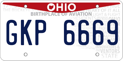 OH license plate GKP6669