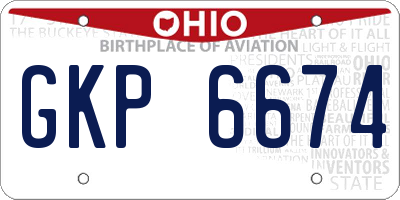 OH license plate GKP6674