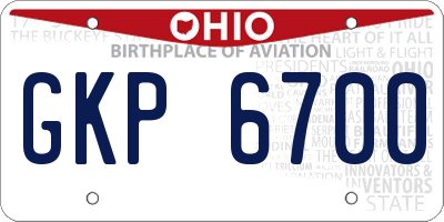 OH license plate GKP6700