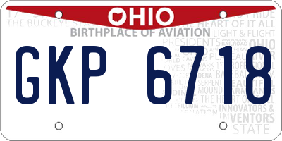 OH license plate GKP6718