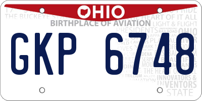 OH license plate GKP6748