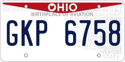 OH license plate GKP6758