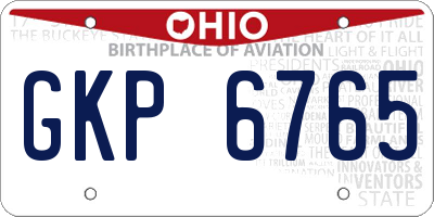 OH license plate GKP6765