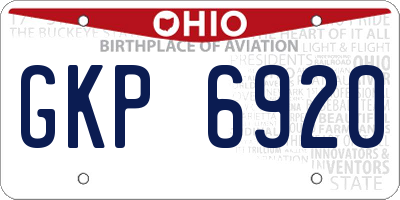 OH license plate GKP6920