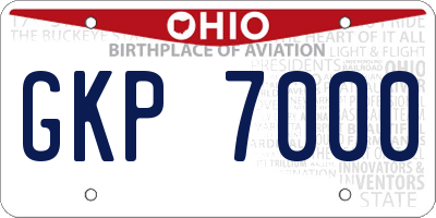 OH license plate GKP7000