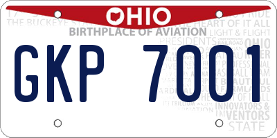 OH license plate GKP7001
