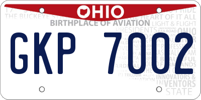 OH license plate GKP7002