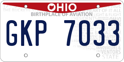 OH license plate GKP7033