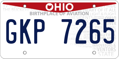 OH license plate GKP7265