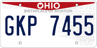 OH license plate GKP7455
