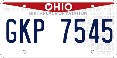 OH license plate GKP7545