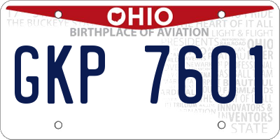 OH license plate GKP7601